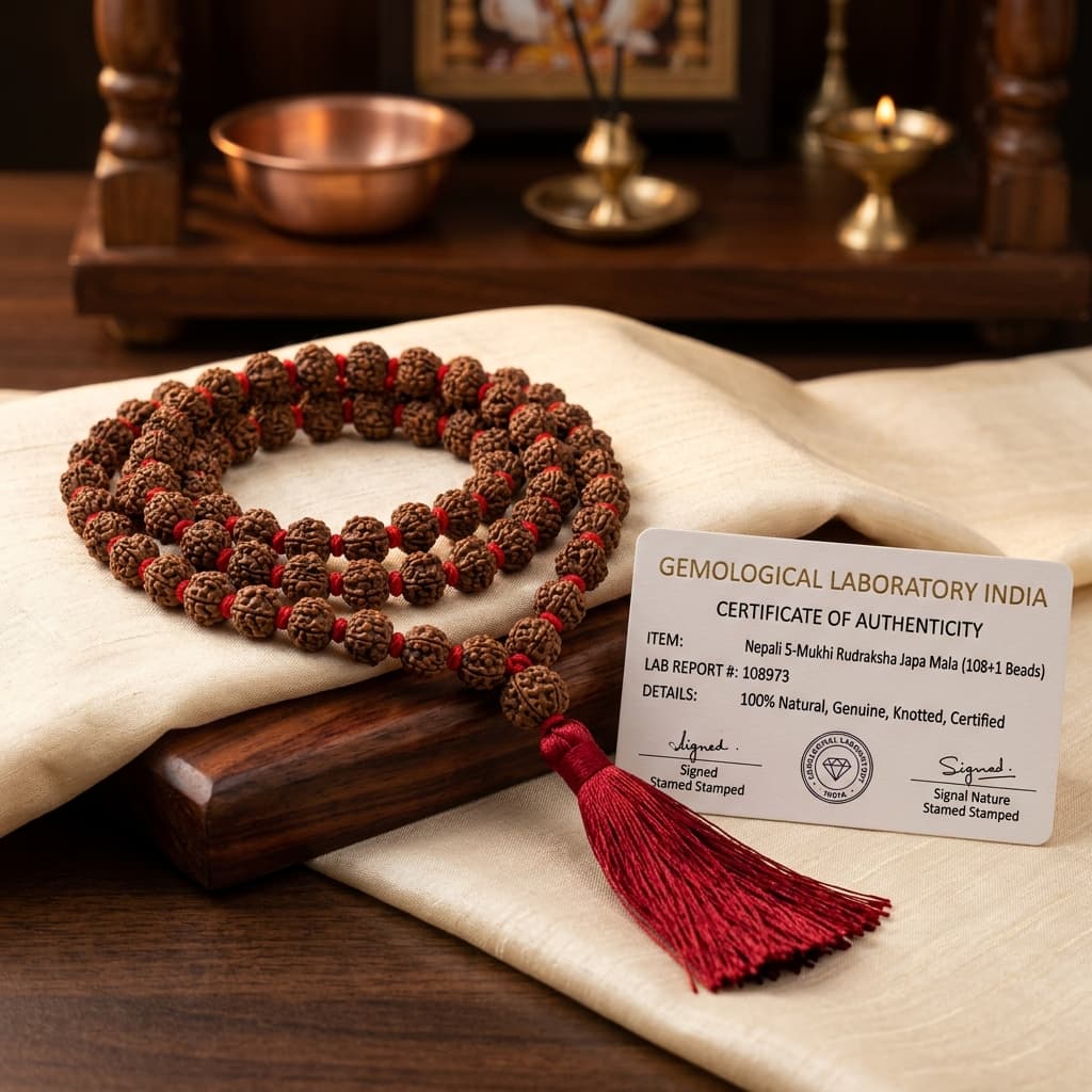 Authentic 5-Mukhi Nepali Rudraksha Mala (108+1 Beads)